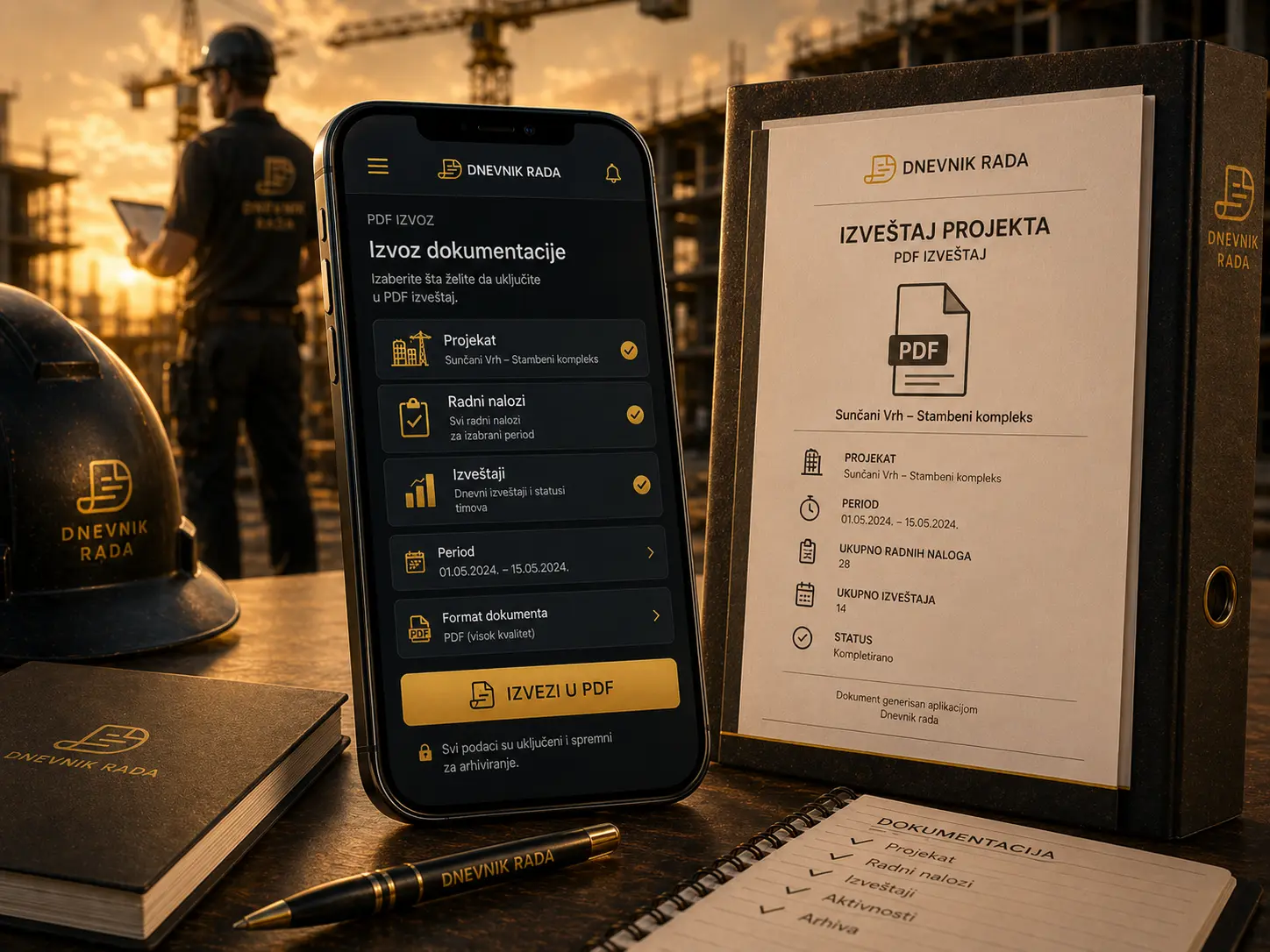 PDF izvoz dokumentacije u aplikaciji Dnevnik rada