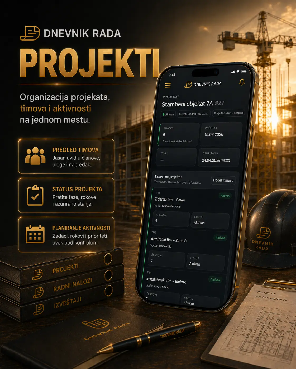 Projekti u aplikaciji Dnevnik rada