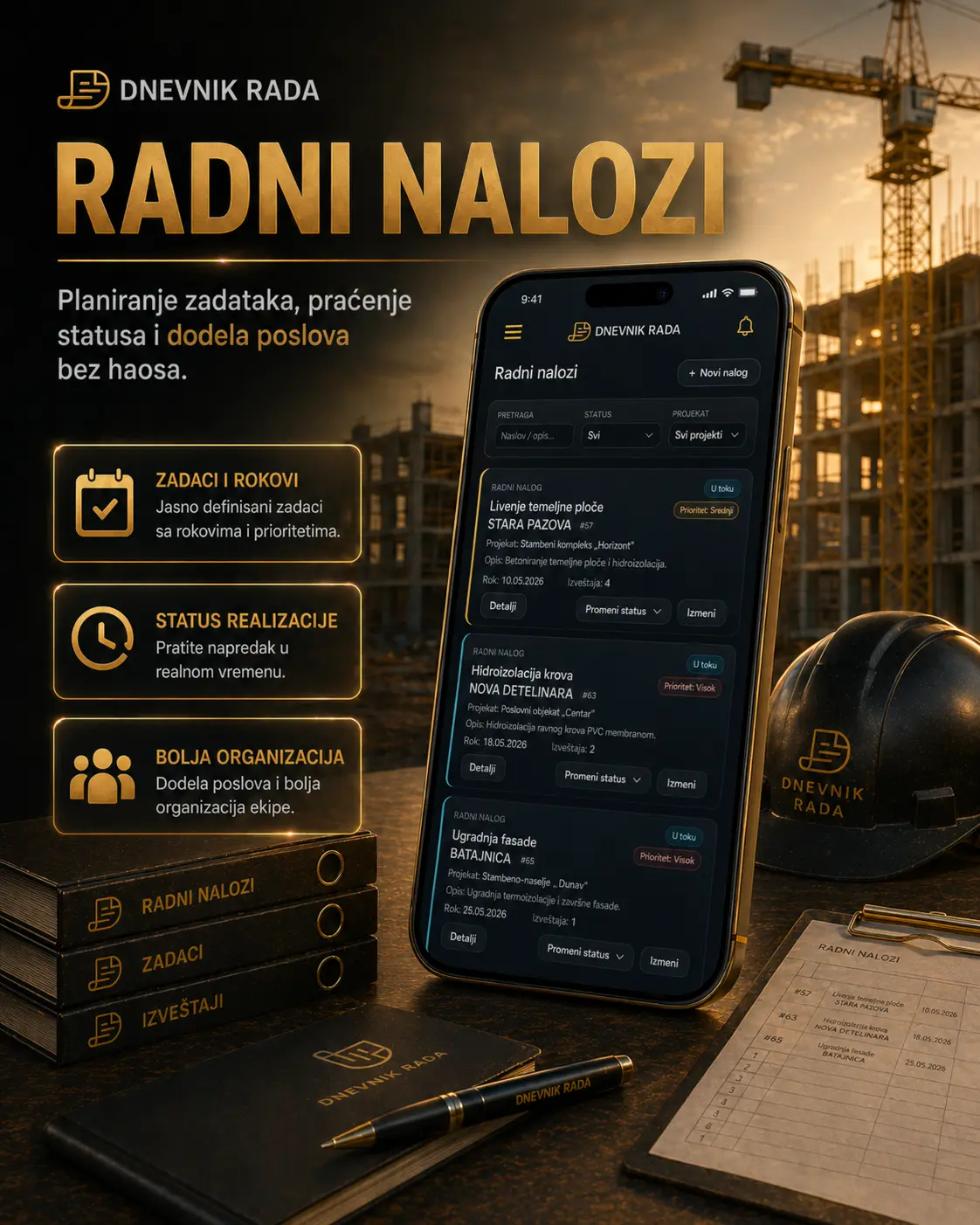 Radni nalozi u aplikaciji Dnevnik rada